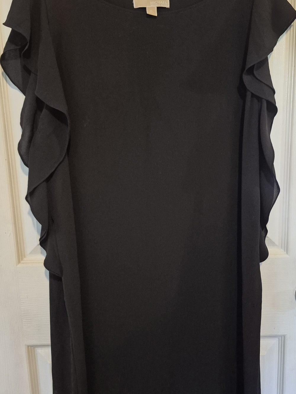 Michael Kors Black Ruffle-Sleeve Midi Dress
